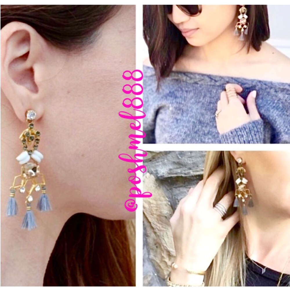 Stella & Dot | Vintage Gold Crystal Encrusted Nila Tassel Chandelier Earโฆ - Picture 4 of 9